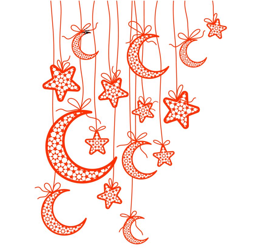 Ramadan moon and star PNG transparent background
